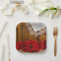 Rustic Red Poinsettia Country Winter Wedding