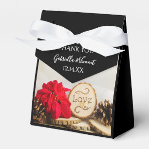 Rustic Red Poinsettia Winter Wedding Favour Box