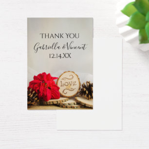 Rustic Red Poinsettia Winter Wedding Favour Tags