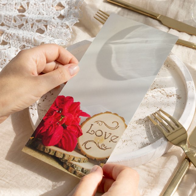 Rustic Red Poinsettia Winter Wedding Program (Set the tone for your winter woodland marriage ceremony with this charming program.)