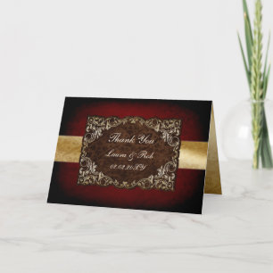 rustic red regal wedding Thank You Card
