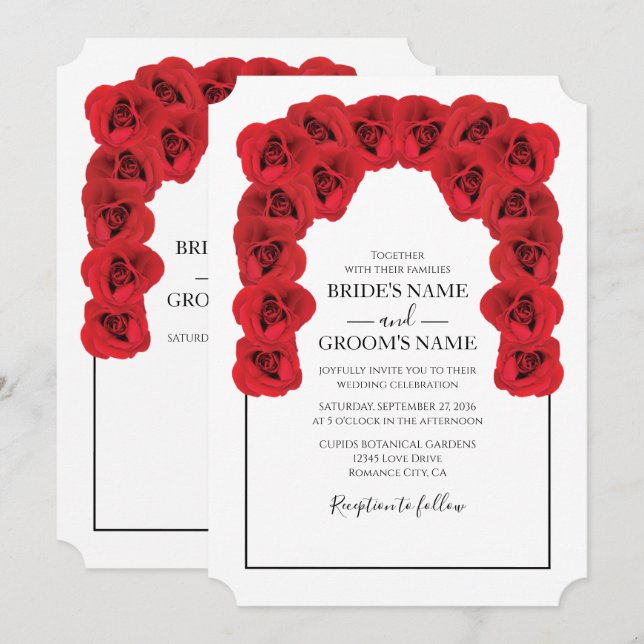 Rustic Red Roses Wedding Invitations (Front/Back)