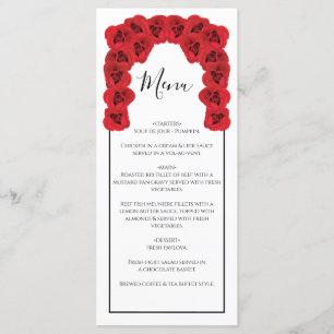 Rustic Red Roses Wedding Menu