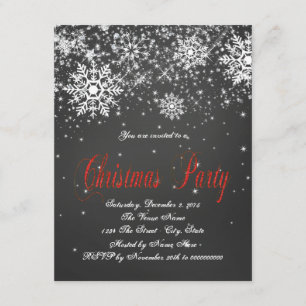 Rustic Red Snowflake Chalkboard Christmas Party Invitation