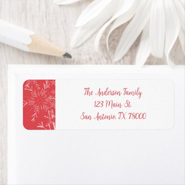 Rustic Red Snowflake Return Address Return Address Label (Insitu)
