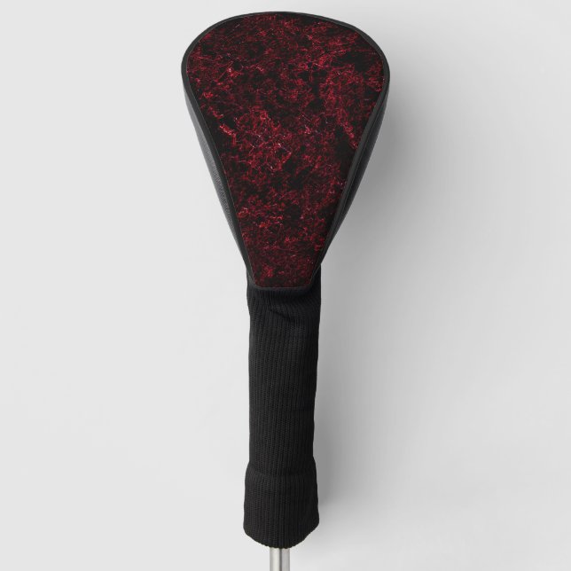 Rustic red sponge upon dark red background golf head cover (Front)