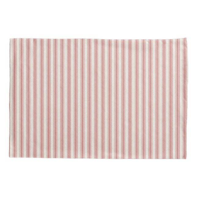 Rustic Red Striped French Ticking Pillow Cases (Back-Left)