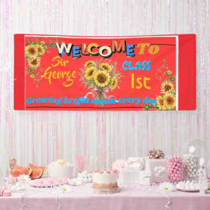 Rustic red Sunflower Teacher Classroom Welc Banner