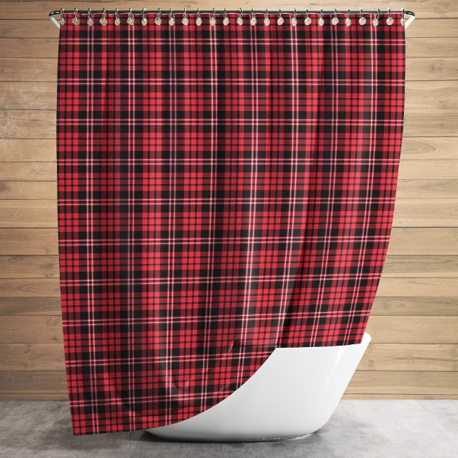 Rustic Red Tartan Plaid Pattern Shower Curtain (Rustic Red Tartan Plaid Pattern Shower Curtain)