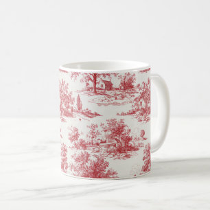 Rustic Red Toile Country Landscape Pattern Coffee Mug