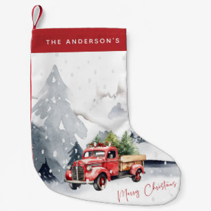 Rustic Red Truck Christmas Personalised Small Christmas Stocking