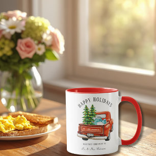Rustic Red Truck Happy Holidays Christmas Tree Mug