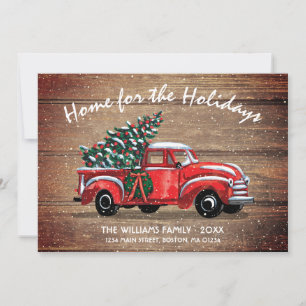 Rustic Red Vintage Truck New Home Moving Announcement