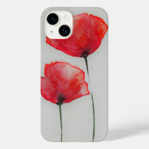 Rustic Red Watercolour Poppies Case-Mate iPhone 14 Case