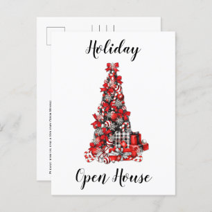 Rustic Red White Black Buffalo Check Christmas Postcard