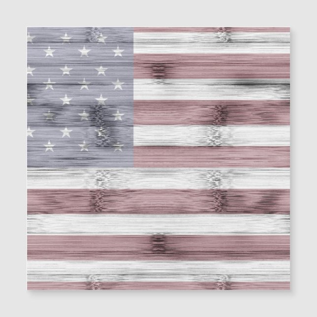 Rustic Red White Blue Wood USA flag America (Front)