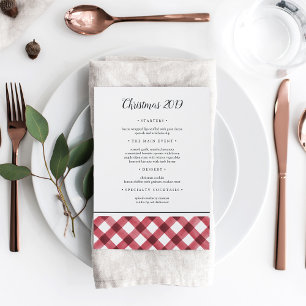 Rustic Red & White Plaid Christmas Holiday Menu
