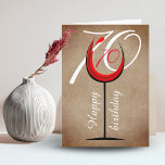 Rustic Red Wine Glass Script 70th Birthday   Card<br><div class="desc">Rustic Red Wine Glass Script 70th Birthday Card. The design has an abstract red wine glass with an age number in it and the age in white colour on the background. The background is rustic beige old paper texture. You can change the age number with any other age. Great for...</div>