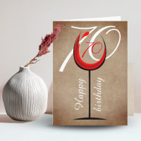 Rustic Red Wine Glass Script 70th Birthday