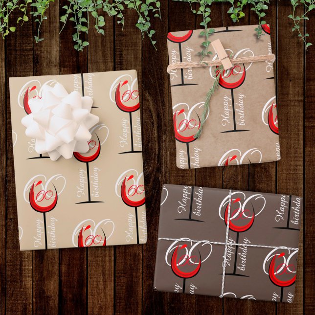 Rustic Red Wine Glass Script 70th Birthday Gift Wrapping Paper Sheet (Creator Uploaded)