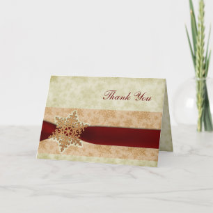 rustic red winter wedding Thank You Card