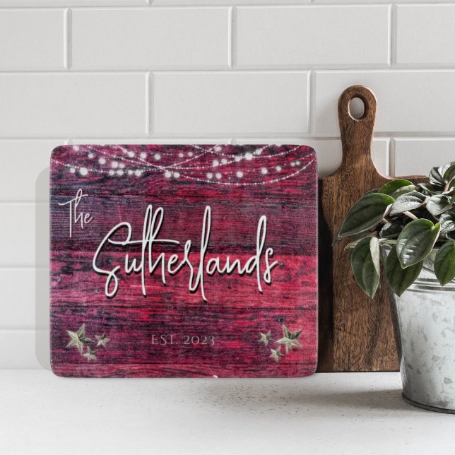 Rustic Red Wood Custom Established Year Cutting Board (Creator Uploaded)