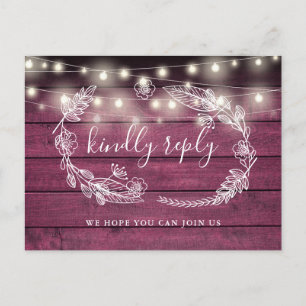 Rustic Red Wood Floral Song Request RSVP Card