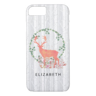 Rustic Reindeer Boho Watercolor Personalised iPhone 8/7 Case