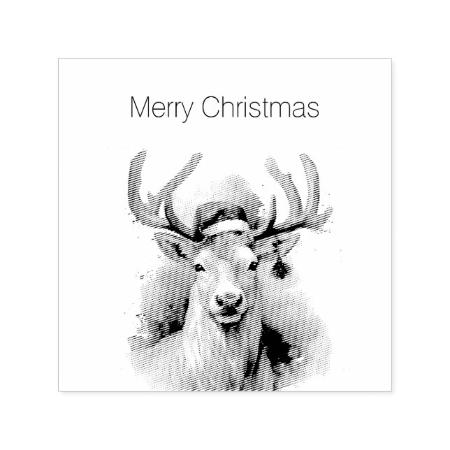Rustic Reindeer Christmas, custom Self-inking Stamp (Design)