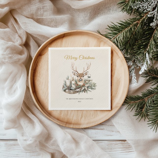 Rustic Reindeer Christmas Napkins (Creator Uploaded)