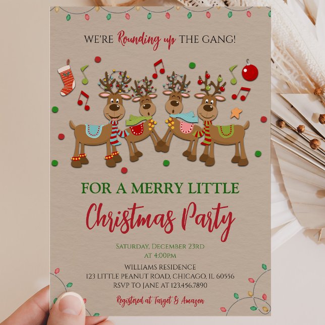 Rustic Reindeer Christmas Party Invitation (Creator Uploaded)