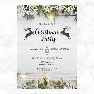 Rustic Reindeer Christmas Party  Invitation
