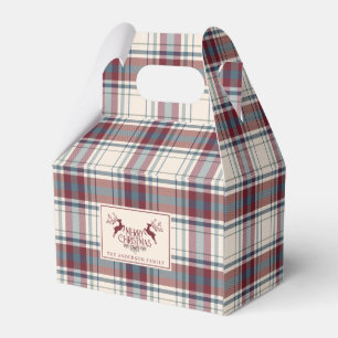 Rustic Reindeer Plaid Beige Burnt Red Custom Favour Box