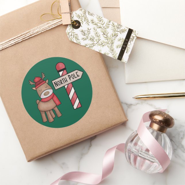 Rustic Reindeer Sticker - North Pole Vintage Style (Gifting)