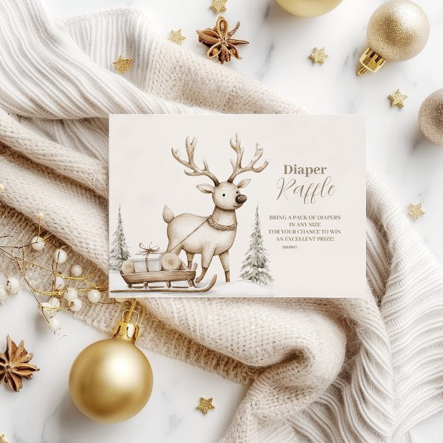 Rustic Reindeer Winter Baby Shower  Diapper Raffle Enclosure Card (Creator Uploaded)