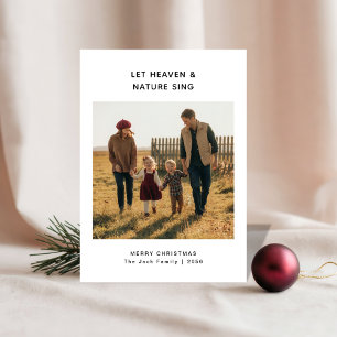 Rustic Religious Let Heaven & Nature Sing Family Holiday Card