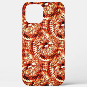 Rustic repetition of reddish coral rosettes carved iPhone 12 pro max case