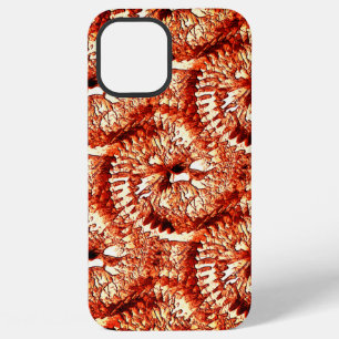 Rustic repetition of reddish coral rosettes carved iPhone 12 pro max case