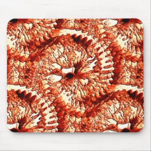 Rustic repetition of reddish coral rosettes carved mouse pad