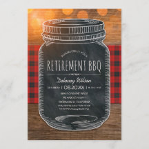 Rustic Retirement BBQ Party Chalkboard Mason Jar