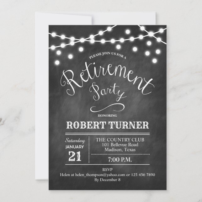 Rustic Retirement Party Chalkboard Invitation (Front)