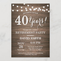 Rustic Retirement Party Invitation Card Wood