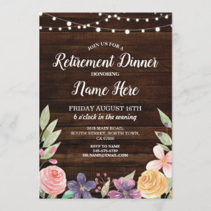 Rustic Retirement Party Retired Wood FloralInvite Invitation