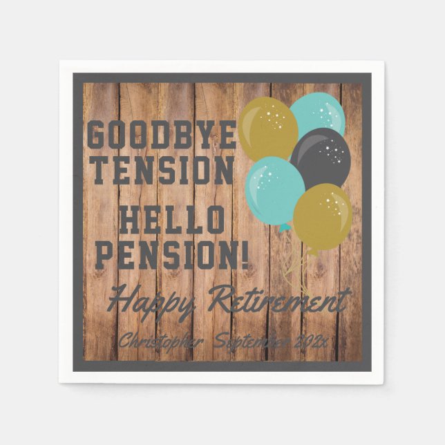 Rustic Retirement Quote And Balloons Napkin (Front)