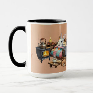 "Rustic Retreat: Hand-Painted Style Animal Coffee  Mug