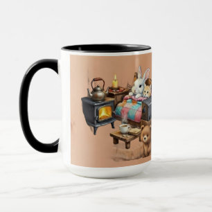 "Rustic Retreat: Hand-Painted Style Animal Coffee  Mug