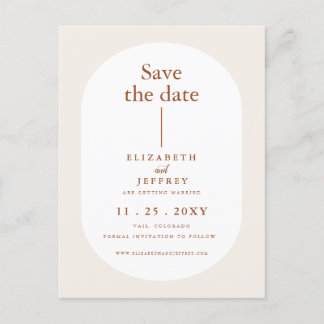 Rustic Retro Boho Rust Terracotta Save The Date Announcement Postcard