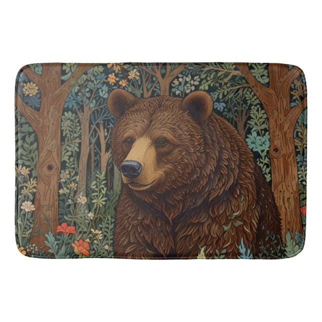 Rustic retro brown bear bath mat (Front)