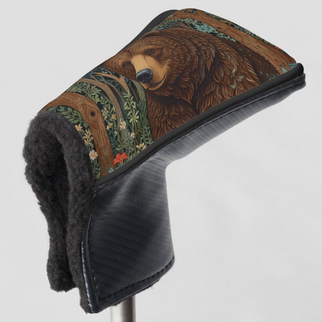 Rustic retro brown bear golf head cover (3/4 Front)