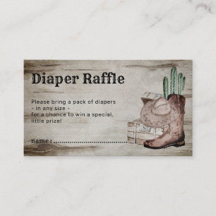 Rustic Retro Diaper Raffle Baby Cowboy Enclosure Card